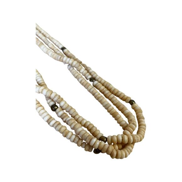 Vintage bone bead necklace jewelry, made in India natural materials necklace - Picture 4 of 6